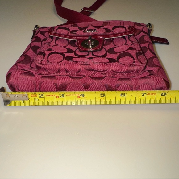 Coach Maroon Crossbody Shoulder Bag Patent Trim Turnlock Pocket - Picture 11 of 13
